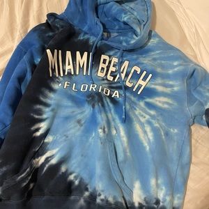 blue tie dye miami beach hoodie
